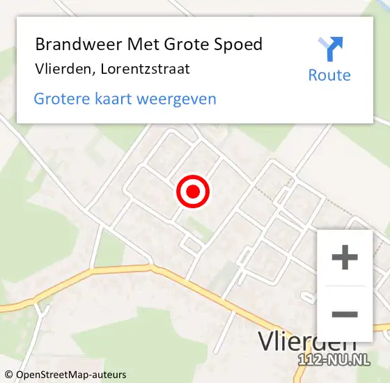 Locatie op kaart van de 112 melding: Brandweer Met Grote Spoed Naar Vlierden, Lorentzstraat op 6 juli 2021 11:11