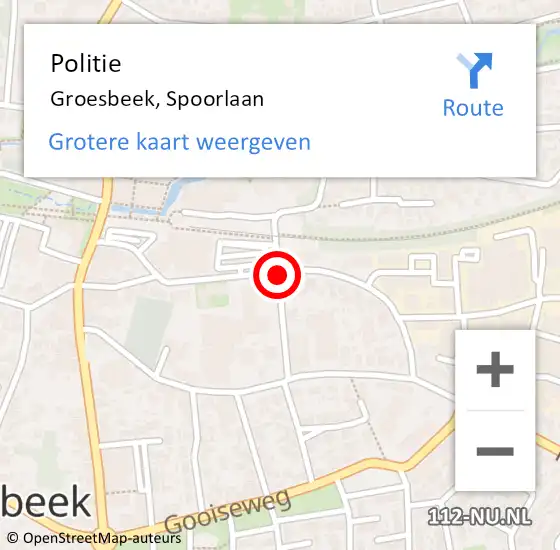 Locatie op kaart van de 112 melding: Politie Groesbeek, Spoorlaan op 6 juli 2021 11:14