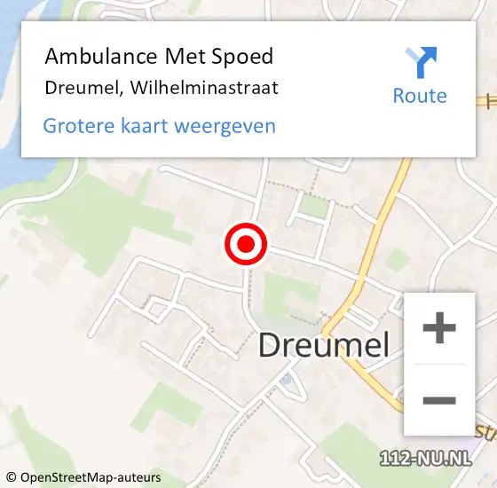 Locatie op kaart van de 112 melding: Ambulance Met Spoed Naar Dreumel, Wilhelminastraat op 6 juli 2021 11:21