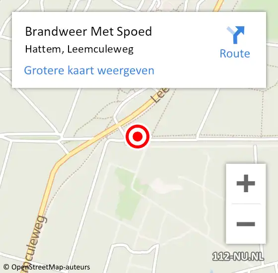 Locatie op kaart van de 112 melding: Brandweer Met Spoed Naar Hattem, Leemculeweg op 6 juli 2021 11:26