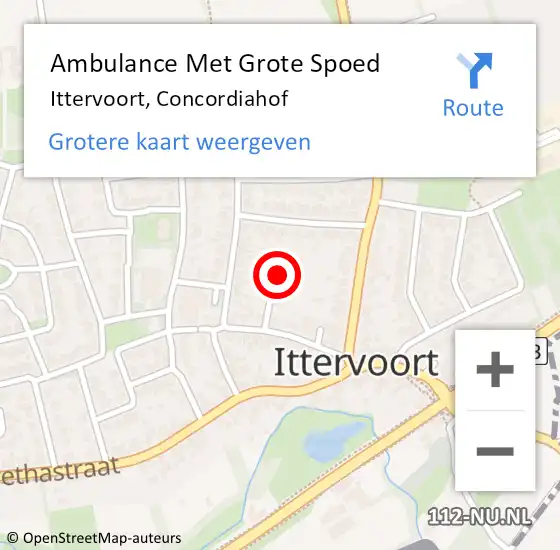 Locatie op kaart van de 112 melding: Ambulance Met Grote Spoed Naar Ittervoort, Concordiahof op 6 juli 2021 11:27