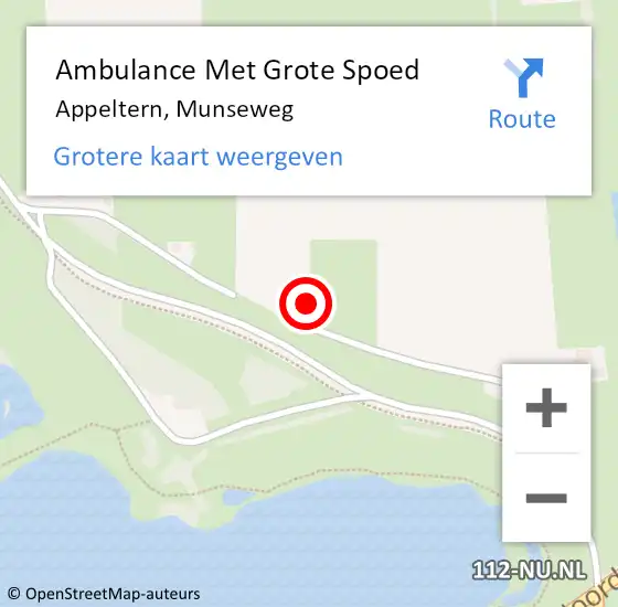Locatie op kaart van de 112 melding: Ambulance Met Grote Spoed Naar Appeltern, Munseweg op 6 juli 2021 11:31