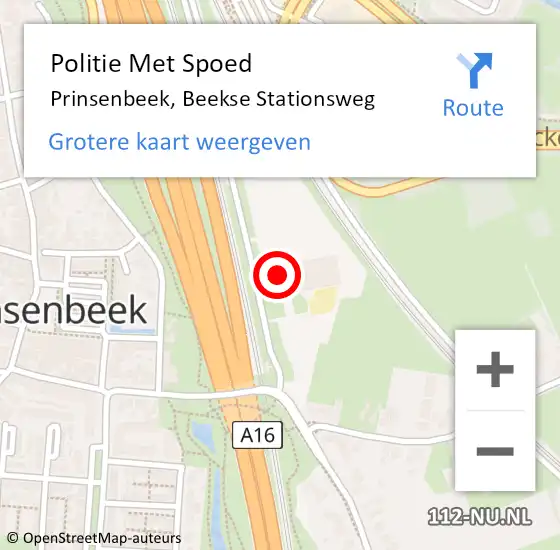 Locatie op kaart van de 112 melding: Politie Met Spoed Naar Prinsenbeek, Beekse Stationsweg op 6 juli 2021 11:59