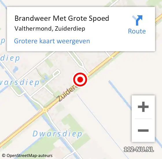 Locatie op kaart van de 112 melding: Brandweer Met Grote Spoed Naar Valthermond, Zuiderdiep op 6 juli 2021 12:02