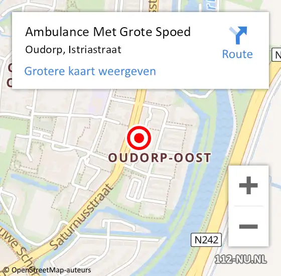 Locatie op kaart van de 112 melding: Ambulance Met Grote Spoed Naar Oudorp, Istriastraat op 6 juli 2021 12:23