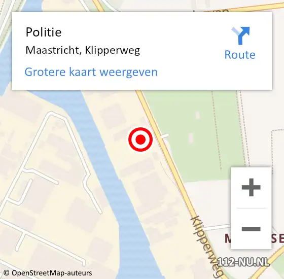 Locatie op kaart van de 112 melding: Politie Maastricht, Klipperweg op 6 juli 2021 13:06