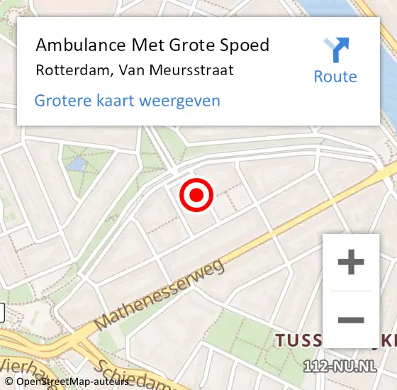 Locatie op kaart van de 112 melding: Ambulance Met Grote Spoed Naar Rotterdam, Van Meursstraat op 6 juli 2021 13:15