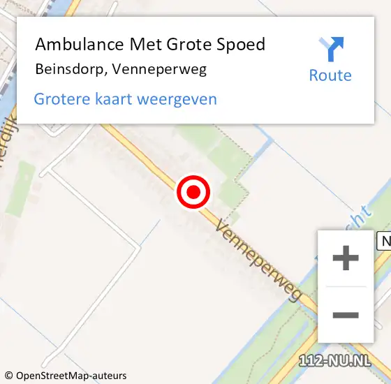 Locatie op kaart van de 112 melding: Ambulance Met Grote Spoed Naar Beinsdorp, Venneperweg op 6 juli 2021 13:51