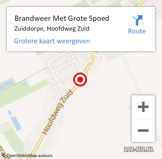 Locatie op kaart van de 112 melding: Brandweer Met Grote Spoed Naar Zuiddorpe, Hoofdweg Zuid op 6 juli 2021 14:06