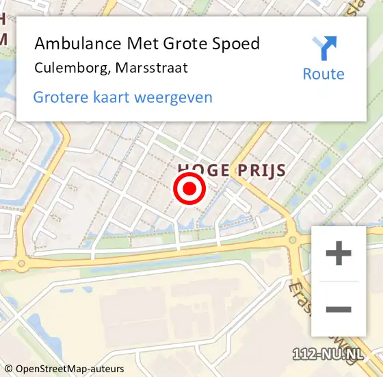 Locatie op kaart van de 112 melding: Ambulance Met Grote Spoed Naar Culemborg, Marsstraat op 6 juli 2021 14:36