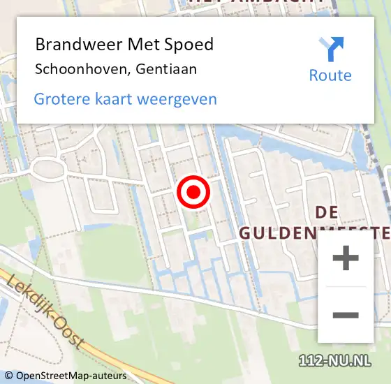 Locatie op kaart van de 112 melding: Brandweer Met Spoed Naar Schoonhoven, Gentiaan op 6 juli 2021 14:44