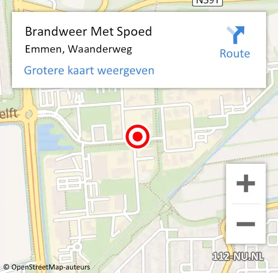 Locatie op kaart van de 112 melding: Brandweer Met Spoed Naar Emmen, Waanderweg op 6 juli 2021 14:45