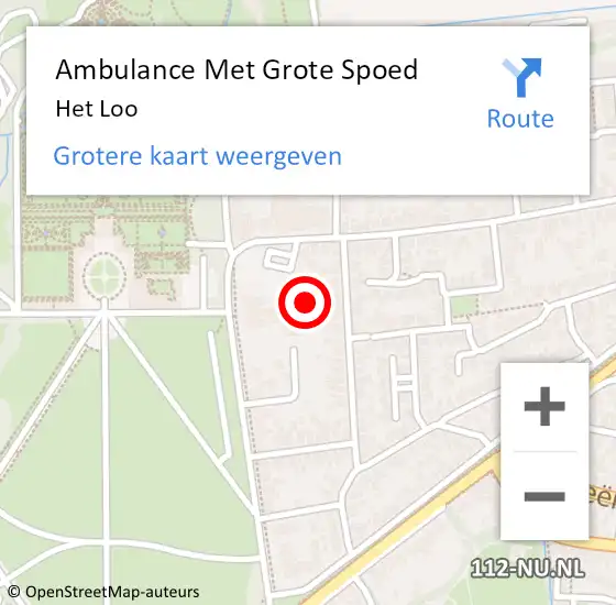 Locatie op kaart van de 112 melding: Ambulance Met Grote Spoed Naar Het Loo op 15 juni 2014 15:26