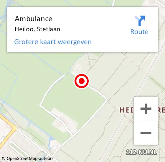 Locatie op kaart van de 112 melding: Ambulance Heiloo, Stetlaan op 6 juli 2021 15:07