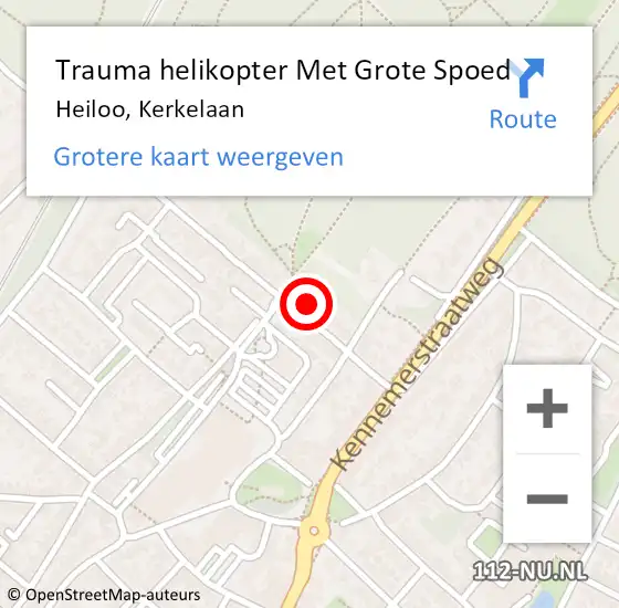 Locatie op kaart van de 112 melding: Trauma helikopter Met Grote Spoed Naar Heiloo, Kerkelaan op 6 juli 2021 15:09