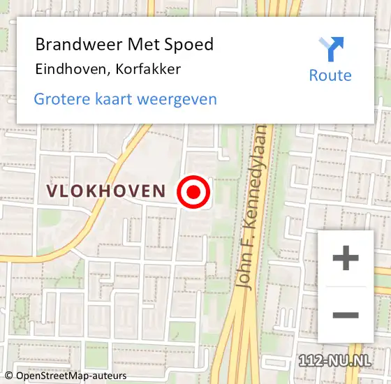 Locatie op kaart van de 112 melding: Brandweer Met Spoed Naar Eindhoven, Korfakker op 6 juli 2021 15:12