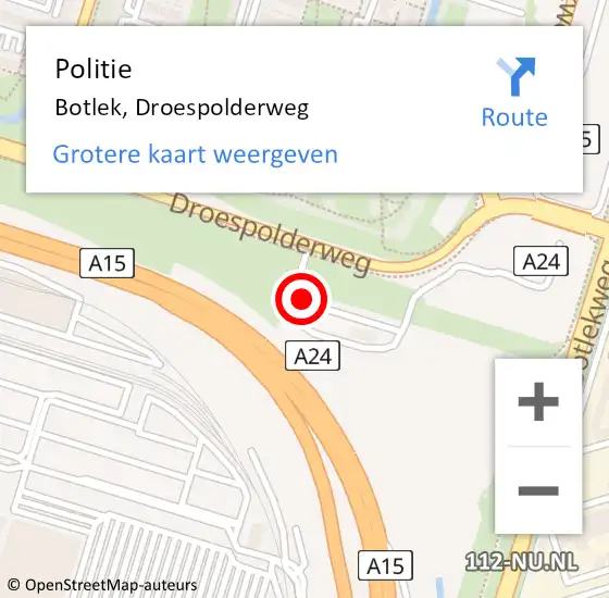 Locatie op kaart van de 112 melding: Politie Botlek, Europaweg op 6 juli 2021 15:14