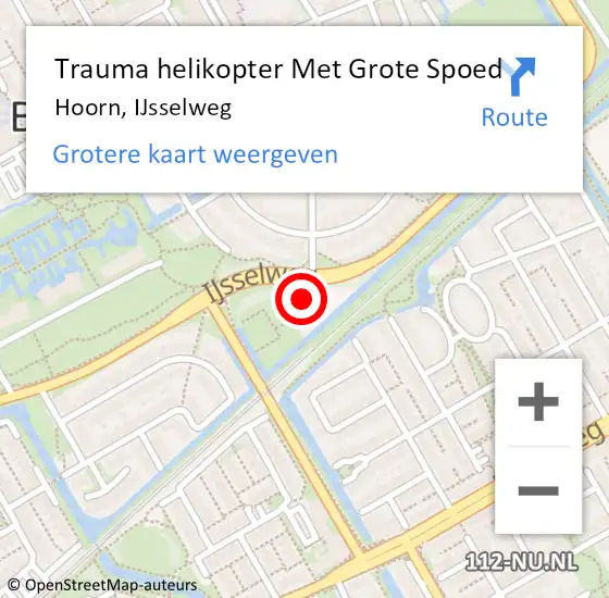 Locatie op kaart van de 112 melding: Trauma helikopter Met Grote Spoed Naar Hoorn, IJsselweg op 6 juli 2021 15:14