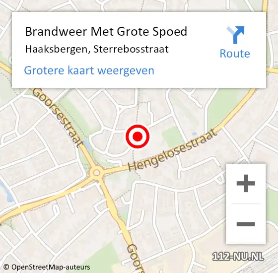 Locatie op kaart van de 112 melding: Brandweer Met Grote Spoed Naar Haaksbergen, Sterrebosstraat op 15 juni 2014 15:29