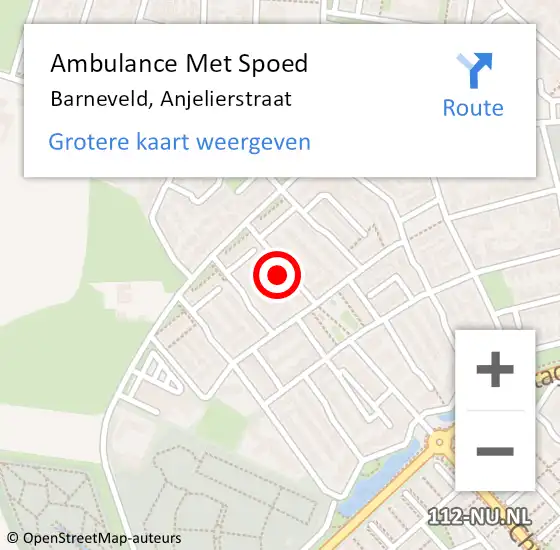 Locatie op kaart van de 112 melding: Ambulance Met Spoed Naar Barneveld, Anjelierstraat op 6 juli 2021 15:26
