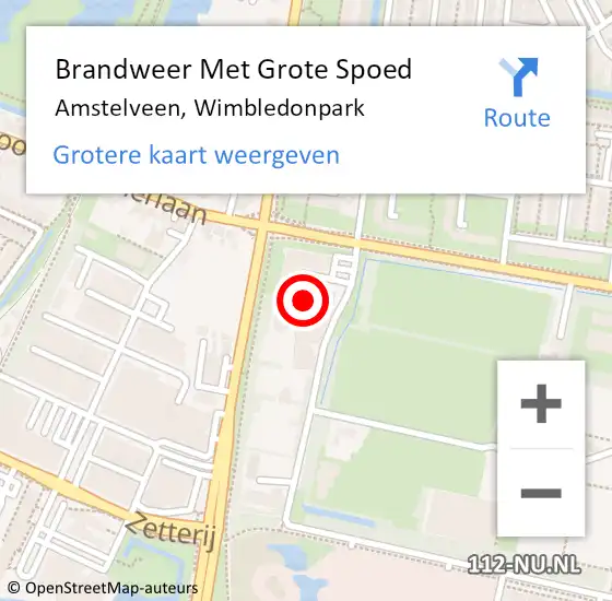 Locatie op kaart van de 112 melding: Brandweer Met Grote Spoed Naar Amstelveen, Wimbledonpark op 6 juli 2021 15:27