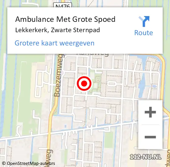 Locatie op kaart van de 112 melding: Ambulance Met Grote Spoed Naar Lekkerkerk, Zwarte Sternpad op 6 juli 2021 15:29