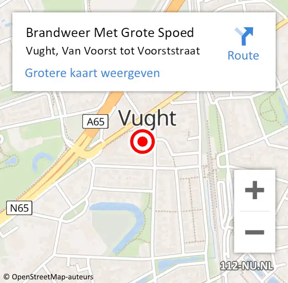 Locatie op kaart van de 112 melding: Brandweer Met Grote Spoed Naar Vught, Van Voorst tot Voorststraat op 6 juli 2021 15:32