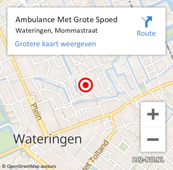 Locatie op kaart van de 112 melding: Ambulance Met Grote Spoed Naar Wateringen, Mommastraat op 6 juli 2021 15:40