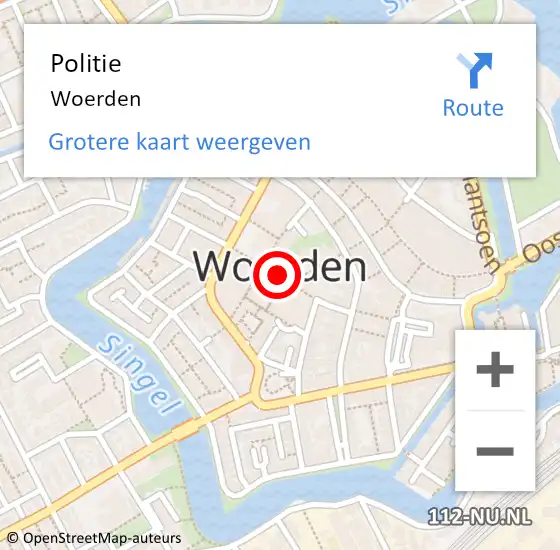 Locatie op kaart van de 112 melding: Politie Woerden op 6 juli 2021 15:40