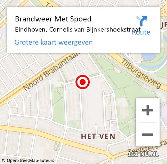 Locatie op kaart van de 112 melding: Brandweer Met Spoed Naar Eindhoven, Cornelis van Bijnkershoekstraat op 6 juli 2021 15:40