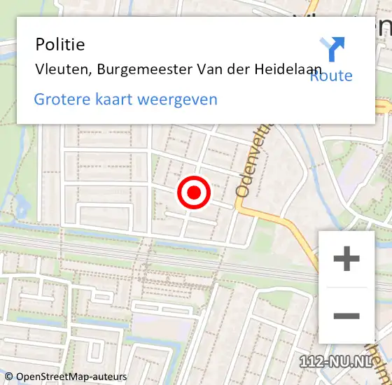 Locatie op kaart van de 112 melding: Politie Vleuten, Burgemeester Van der Heidelaan op 6 juli 2021 15:54