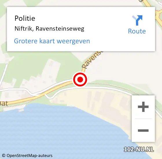 Locatie op kaart van de 112 melding: Politie Niftrik, Ravensteinseweg op 6 juli 2021 15:55