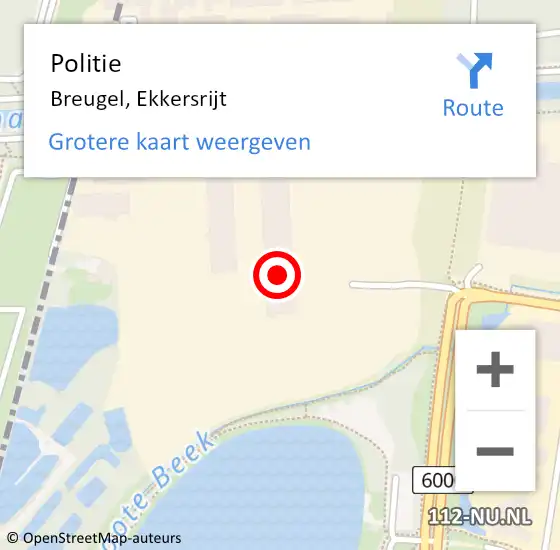 Locatie op kaart van de 112 melding: Politie Breugel, Ekkersrijt op 6 juli 2021 15:58