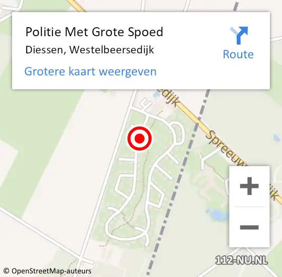 Locatie op kaart van de 112 melding: Politie Met Grote Spoed Naar Diessen, Westelbeersedijk op 6 juli 2021 15:58