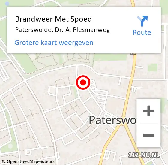 Locatie op kaart van de 112 melding: Brandweer Met Spoed Naar Paterswolde, Dr. A. Plesmanweg op 15 juni 2014 15:33