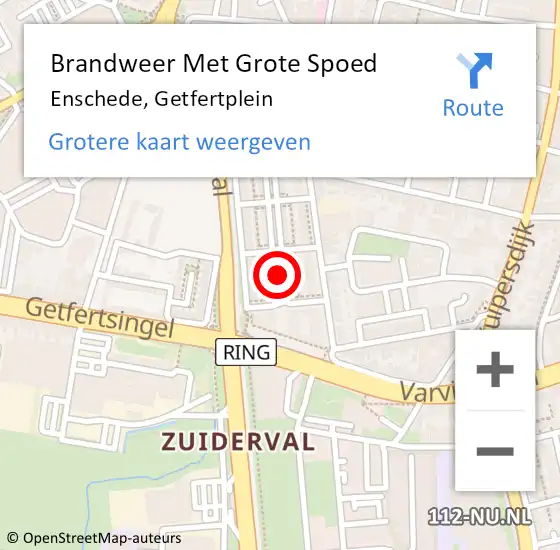 Locatie op kaart van de 112 melding: Brandweer Met Grote Spoed Naar Enschede, Getfertplein op 6 juli 2021 16:19