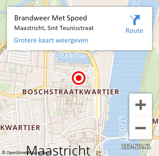 Locatie op kaart van de 112 melding: Brandweer Met Spoed Naar Maastricht, Sint Teunisstraat op 6 juli 2021 16:29