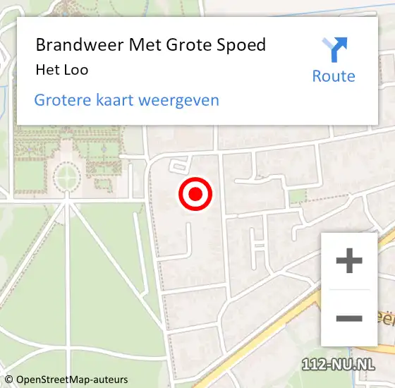 Locatie op kaart van de 112 melding: Brandweer Met Grote Spoed Naar Het Loo op 15 juni 2014 15:38