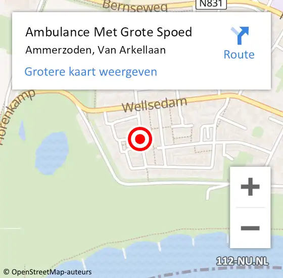 Locatie op kaart van de 112 melding: Ambulance Met Grote Spoed Naar Ammerzoden, Van Arkellaan op 6 juli 2021 16:41