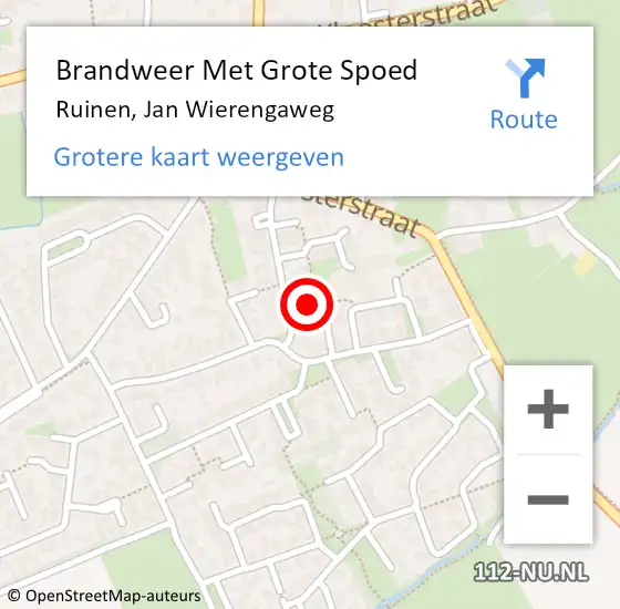 Locatie op kaart van de 112 melding: Brandweer Met Grote Spoed Naar Ruinen, Jan Wierengaweg op 6 juli 2021 16:43