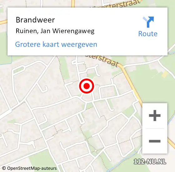 Locatie op kaart van de 112 melding: Brandweer Ruinen, Jan Wierengaweg op 6 juli 2021 16:45