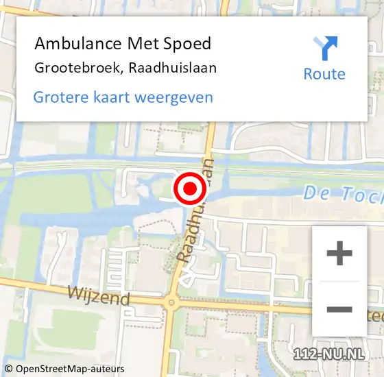 Locatie op kaart van de 112 melding: Ambulance Met Spoed Naar Grootebroek, Raadhuislaan op 6 juli 2021 16:54