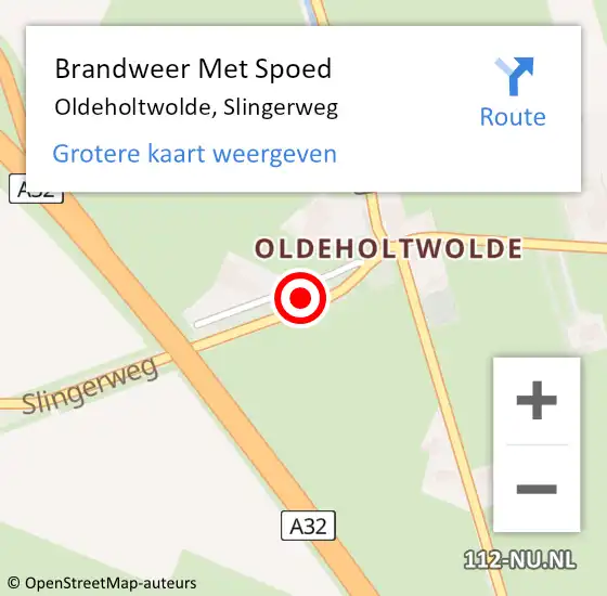 Locatie op kaart van de 112 melding: Brandweer Met Spoed Naar Oldeholtwolde, Slingerweg op 6 juli 2021 16:55