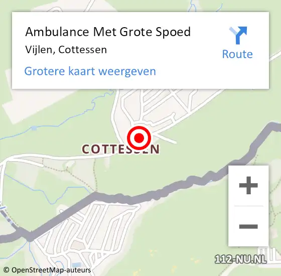 Locatie op kaart van de 112 melding: Ambulance Met Grote Spoed Naar Vijlen, Cottessen op 15 juni 2014 15:41