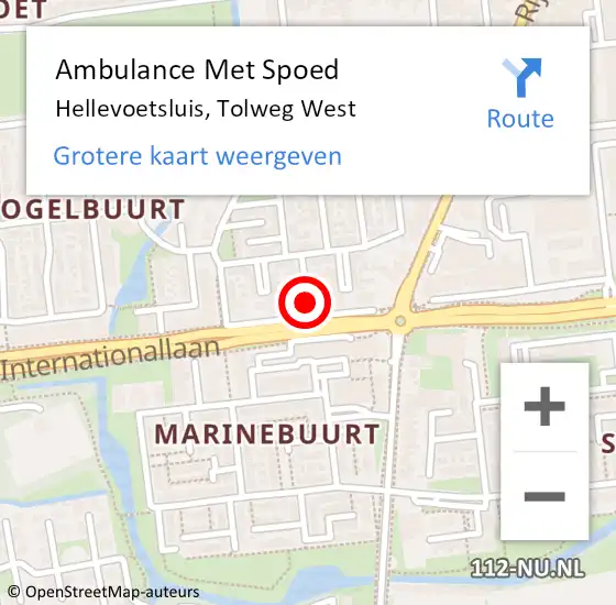 Locatie op kaart van de 112 melding: Ambulance Met Spoed Naar Hellevoetsluis, Tolweg West op 6 juli 2021 17:19