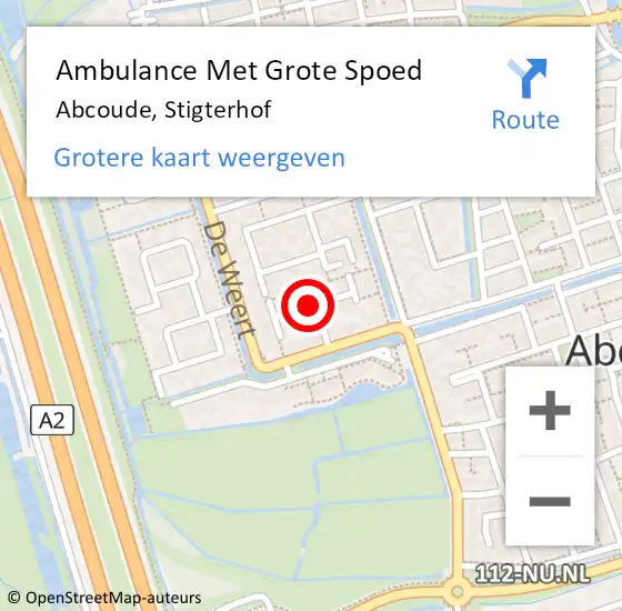 Locatie op kaart van de 112 melding: Ambulance Met Grote Spoed Naar Abcoude, Stigterhof op 6 juli 2021 17:27