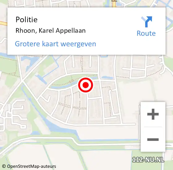 Locatie op kaart van de 112 melding: Politie Rhoon, Karel Appellaan op 6 juli 2021 17:39