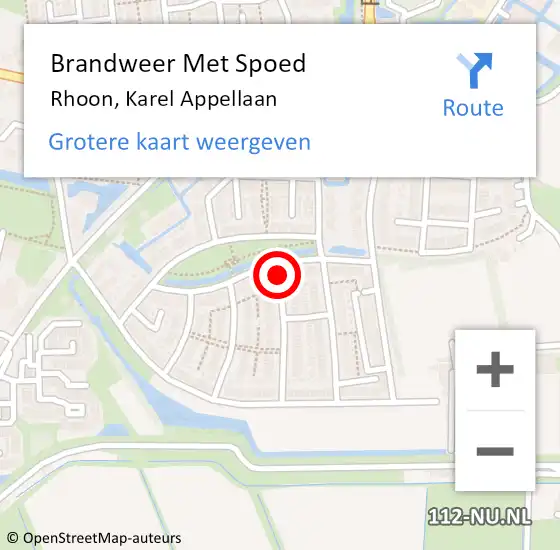 Locatie op kaart van de 112 melding: Brandweer Met Spoed Naar Rhoon, Karel Appellaan op 6 juli 2021 17:40