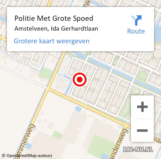 Locatie op kaart van de 112 melding: Politie Met Grote Spoed Naar Amstelveen, Ida Gerhardtlaan op 6 juli 2021 17:59