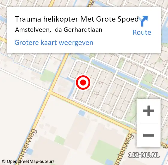 Locatie op kaart van de 112 melding: Trauma helikopter Met Grote Spoed Naar Amstelveen, Ida Gerhardtlaan op 6 juli 2021 18:01